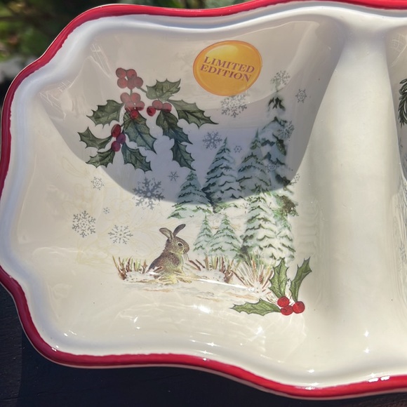 CHRISTMAS dish winter forest 3 section server - Picture 3 of 16